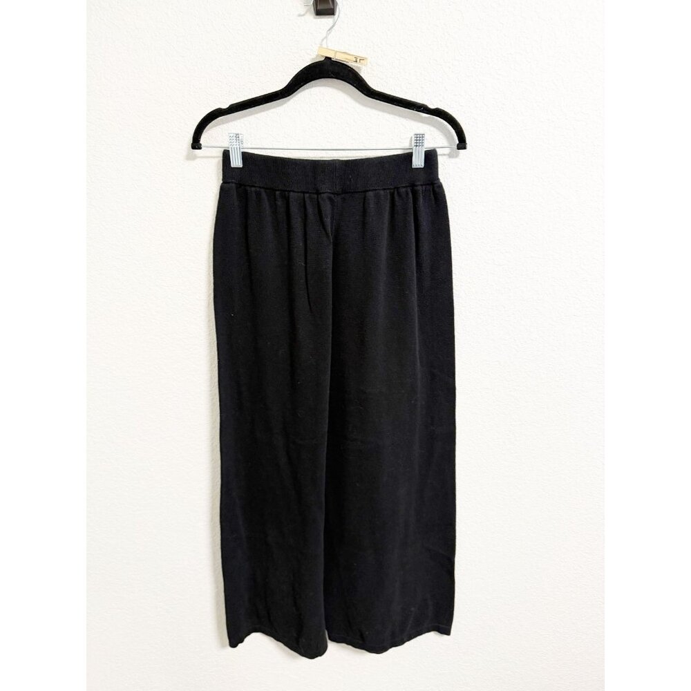 Callahan Knitwear Julia Pant High Rise Wide Leg Pull‎ On Cotton Black Small